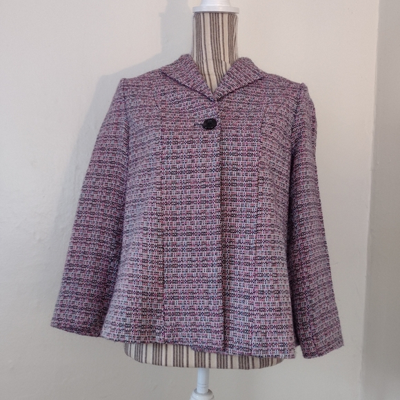 Sag Harbor Vintage Pink Tweed One Button Blazer Jacket Size 6 Petite - Picture 7 of 12